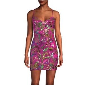 NWT Lulus Iridescent Sequin Lace Up Mini Dress Size Small